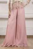 Pastel Pink Cape Style Palazzo Set With Sequin Floral Embroidery For Girls
