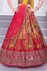 Multi Color Lehenga Choli With Sequin Embroidery For Girls