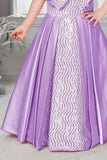 Lavender Sequin Gown With Puff Sleeves And Oversized Bow For Girls