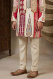 Ivory Mirror Embroidered Kurta Set With Pajama For Boys