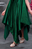 Emerald Green Party Wear High-Low Frock with Bow Detail For Girls