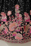 Black Sequin Embroidered Lehenga Choli with Floral Detailing For Girls