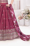 Onion Pink Sleeveless And Sequins Work With Embroidered Lehenga Choli Set For Girls