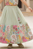 Pista Floral Embroidered Lehenga Choli For Girls