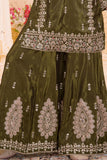 Olive Green Embroidered Palazzo Set for Girls