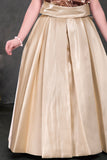 Gold Embellished Party Gown with 3D Rose Appliqué Bodice For Girls