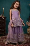Royal Lavender Sequins Work With Thread Embroidery For Palazzo Set For Girls