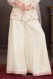 Cream Palazzo Set with Multicolor Floral Embroidered Top And Dupatta for Girls
