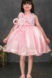 Pink Party Frock with Oversized 3D Flower Applique For Girls