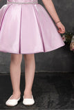 Lilac Off Shoulder Bow Embellished Party Frock For Girls