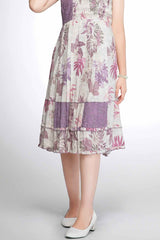 Lavender Printed And Sequins Work Casual Wear Frock For Girls