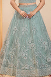 Sky Blue Embroidered Lehenga Choli Set For Girls