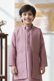 Onion Pink Embroidered Kurta Pyjama Set with Jacket For Boys
