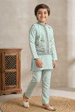 Firozi Embroidered Kurta Set with Nehru Jacket For Boys