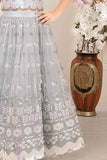Grey Sequins Embroidered Lehenga Choli Set For Girls