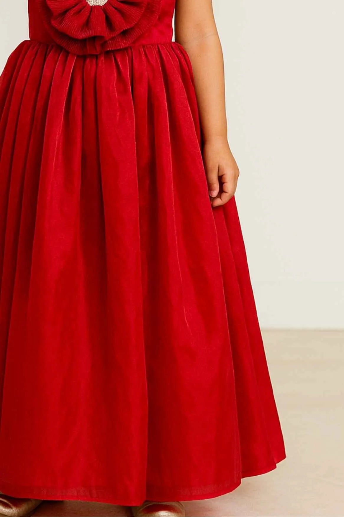 Red Floral Embellishment Party Wear Gown For Girls