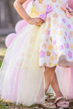 Multicolor Sequins Work With Bow Embellished Tailback Party Wear Frock For Girls