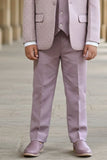 Premium Mauve Self Design 5-Piece Party Suit Set For Boys