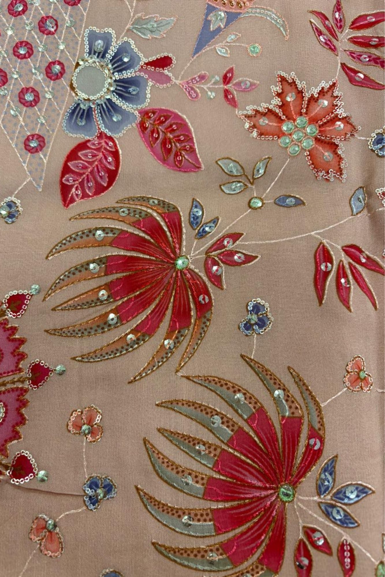 Peach Floral Printed Kurta Set With Pajama For Boys