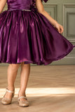 Wine Floral Embellishment With Stone Worked Frock For Girls