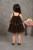 Brown Frock With Playful 3D Floral Applique