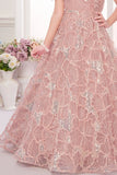 Blush Pink Heavy Sequin Work Party Wear Gown For Girls