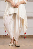 Cream With Multicolor Embroidered Kurta with Dhoti Pants For Girls