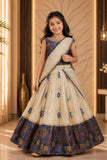 Purple Patchwork Lehenga Choli with Attached Dupatta for Girls