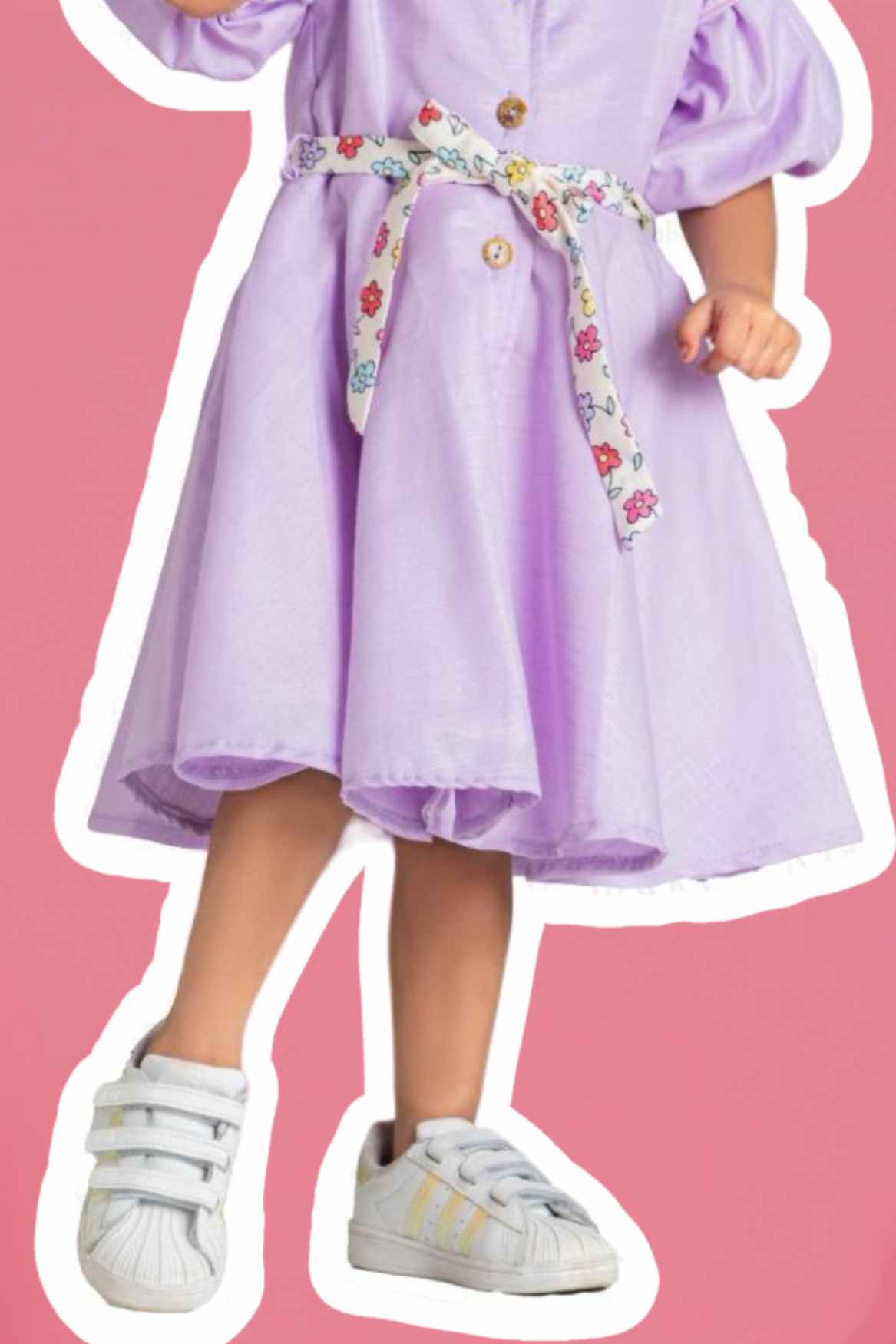 Lavender Casual Frock With Embroidered For Girls