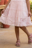 Pink Embroidered Pleated Frock For Girls
