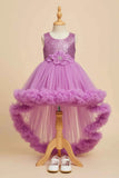 Lavender Sequin Bodice High-Low Party Frock with Ruffle Layers For Girls