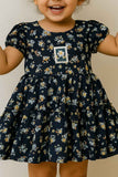 Black Tiered Floral Dress for Girls