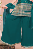 Rama Green Embroidered Palazzo Set For Girls