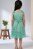 Girls Blue Sleeveless Dress with Pintuck Pleats