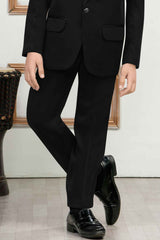 Black Bead Work Tuxedo With Pant And Waistcoat Set For Boys
