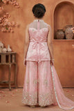 Blush Pink Embroidered Palazzo Set For Girls