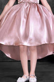Dusty Pink High-Low Party Wear Frock with Sequin Bow For Girls