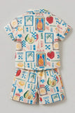 Boys Multicolor Printed Shorts Set with Shirt And Graphic T-Shirt