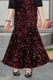 Black and Wine Sequin Mermaid Gown with Shrug For Girls