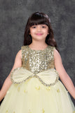 Yellow Butterfly Embroidered Party Wear Gown For Girls
