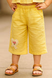 Sunshine Yellow Co-ord Set with Crop Top & Culottes For Girls
