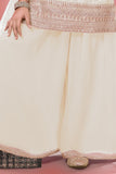 Cream Embroidered Kurti And Palazzo Set for Girls