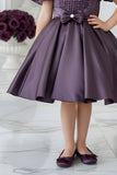 Wine Embellished Party Wear Frock with Bow Waist Accent For Girls