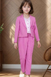 Stylish Lavender Blazer And Pant With Houndstooth Printed Top Set For Girls