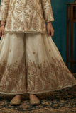 Cream Heavy Embroidered Palazzo Set For Girls