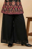 Black Sequin Embroidered Palazzo Set with Dupatta For Girls