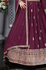 Designer Wine Gown With Embroidery Work For Girls