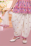 Pink Embroidered Kurti with White Patiala And Dupatta For Girls