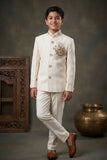 Boys Ivory Jodhpuri Suit with Royal Crest Embroidery