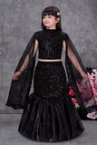 Girls Black Sequin Embellished Mermaid Lehenga Choli Set